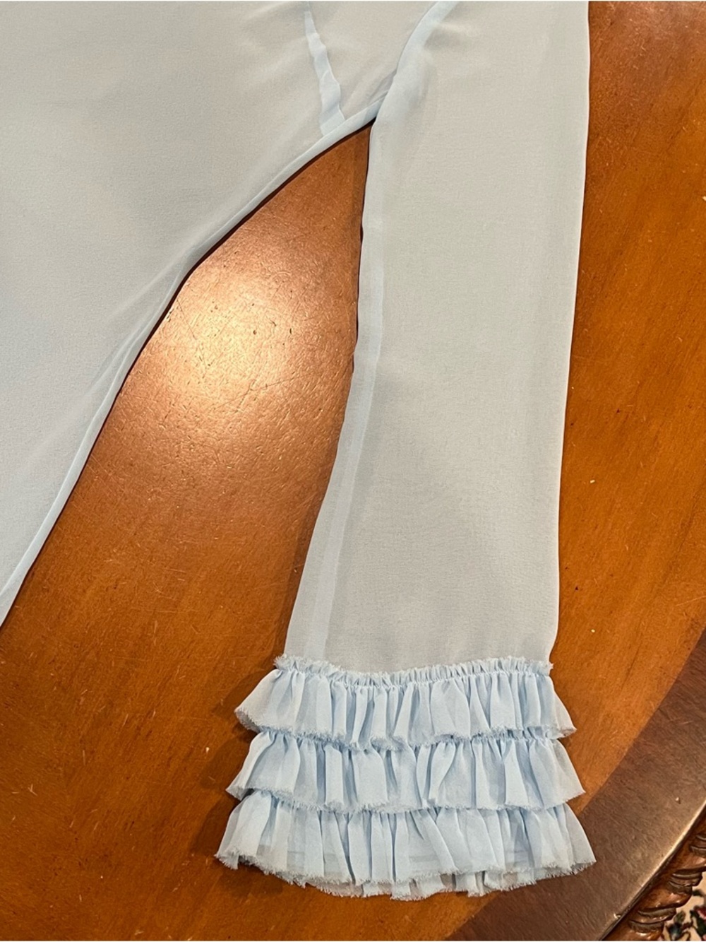 Reformation Avalina Sheer‎ Long-Sleeve Mini Dress Light Blue 4 MISSING SLIP - Picture 7 of 16
